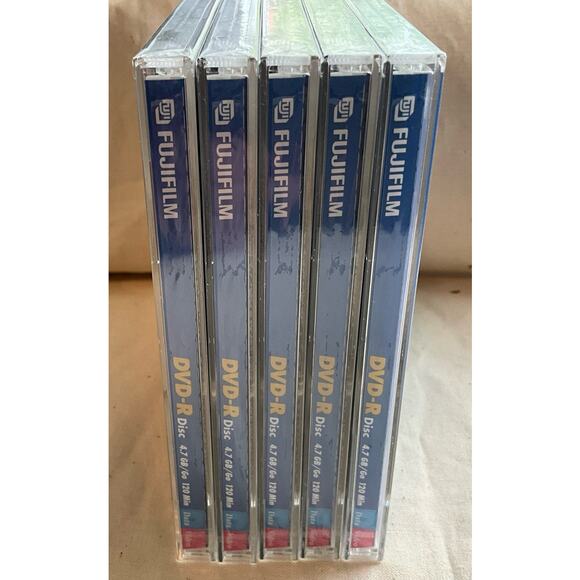 5 New Sealed FUJIFILM Data  Video R4.7 GB 120 Minutes DVD-R Disc Clam Shell Case - Picture 6 of 10